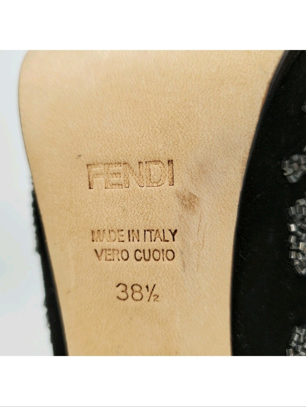 Fendi Crystal Embellished Black Suede Platform Ankle Booties - Picture 6 of 7